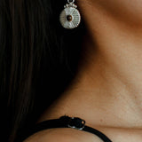 Vintage Tribal Coin Gemstone Drop Earrings gembea jewelry