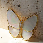 Vintage White Mother of Pearl Butterfly Brooch gembea jewelry