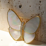 Vintage White Mother of Pearl Butterfly Brooch gembea jewelry