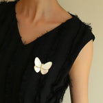 Vintage White Mother of Pearl Butterfly Brooch gembea jewelry
