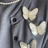Vintage White Mother of Pearl Butterfly Brooch gembea jewelry