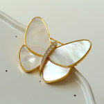 Vintage White Mother of Pearl Butterfly Brooch gembea jewelry