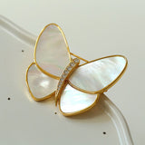 Vintage White Mother of Pearl Butterfly Brooch gembea jewelry