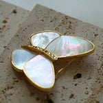 Vintage White Mother of Pearl Butterfly Brooch gembea jewelry