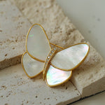 Vintage White Mother of Pearl Butterfly Brooch gembea jewelry