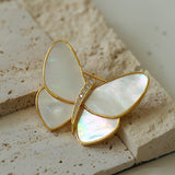 Vintage White Mother of Pearl Butterfly Brooch gembea jewelry