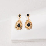 Water Drop Pendant Black Zircon Earrings - Gembea Jewelry