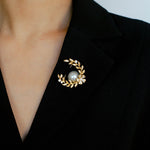 Wheat Spike Gray Mabe Pearl Brooch gembea jewelry