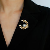 Wheat Spike Gray Mabe Pearl Brooch gembea jewelry
