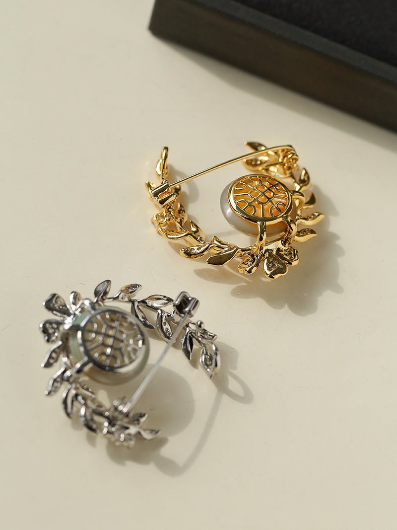 Wheat Spike Gray Mabe Pearl Brooch gembea jewelry