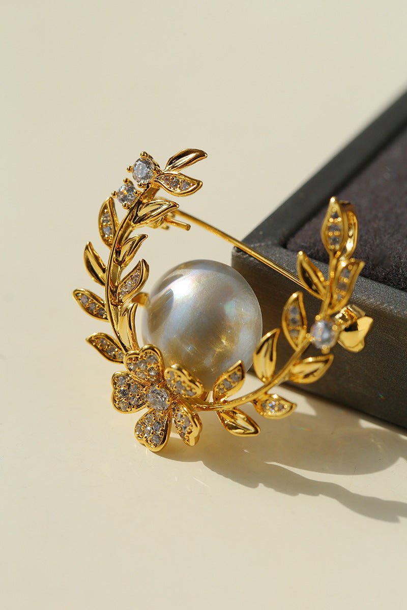 Wheat Spike Gray Mabe Pearl Brooch gembea jewelry