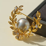Wheat Spike Gray Mabe Pearl Brooch gembea jewelry