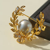 Wheat Spike Gray Mabe Pearl Brooch gembea jewelry