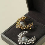 Wheat Spike Gray Mabe Pearl Brooch gembea jewelry