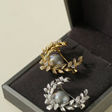Wheat Spike Gray Mabe Pearl Brooch gembea jewelry