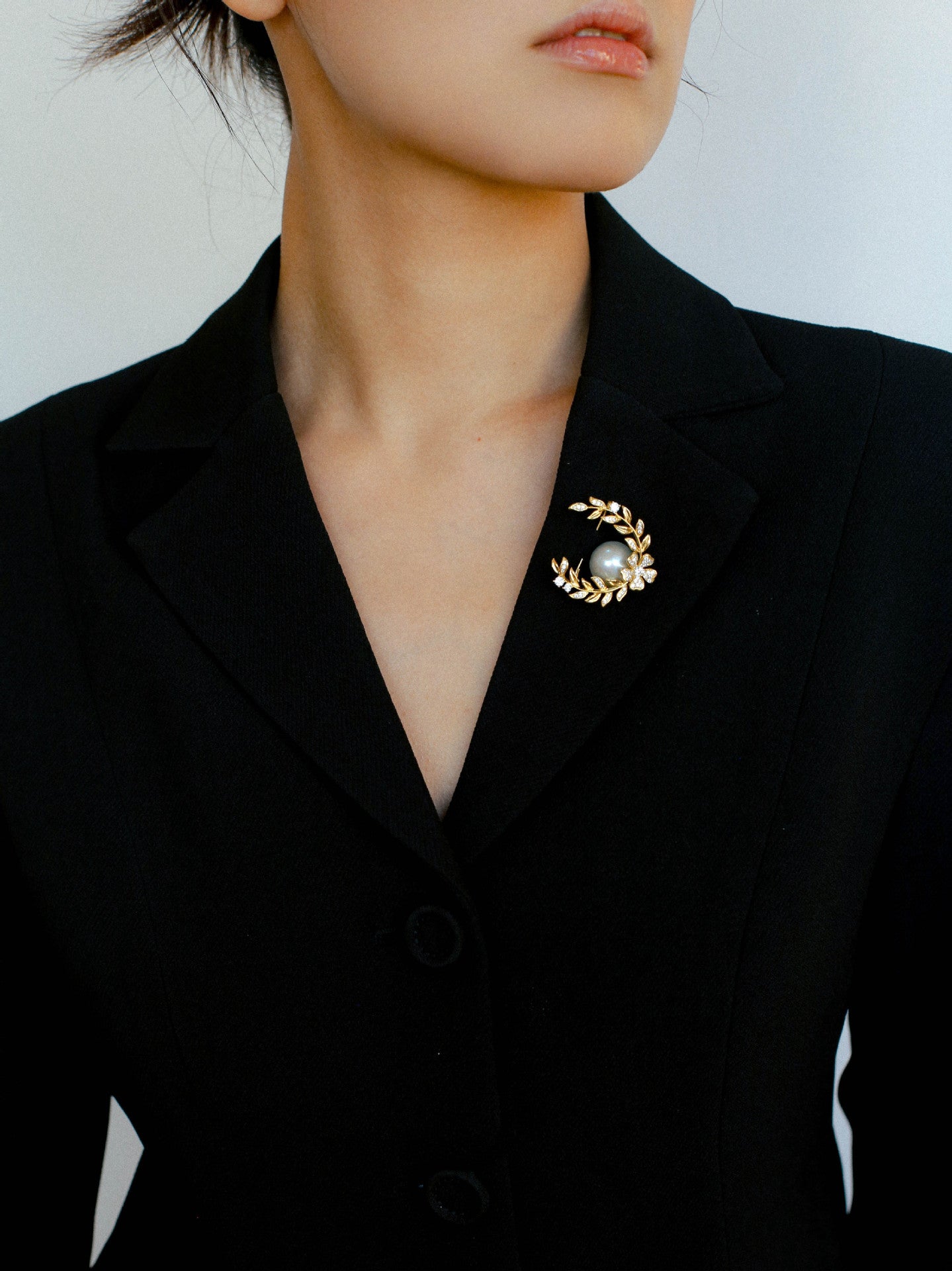 Wheat Spike Gray Mabe Pearl Brooch gembea jewelry