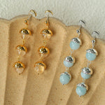 White Crystal Aquamarine Stone Drop Earrings gembea jewelry