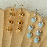 White Crystal Aquamarine Stone Drop Earrings gembea jewelry