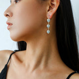 White Crystal Aquamarine Stone Drop Earrings gembea jewelry