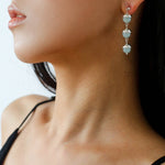 White Crystal Aquamarine Stone Drop Earrings gembea jewelry