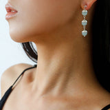White Crystal Aquamarine Stone Drop Earrings gembea jewelry