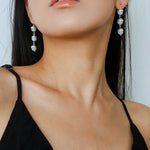 White Crystal Aquamarine Stone Drop Earrings gembea jewelry