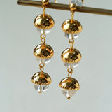White Crystal Aquamarine Stone Drop Earrings gembea jewelry