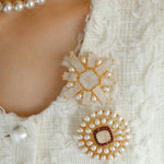 White Crystal Pearl Brooch gembea jewelry