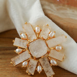 White Crystal Pearl Brooch gembea jewelry