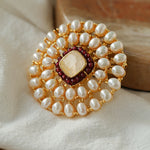 White Crystal Pearl Brooch gembea jewelry