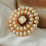 White Crystal Pearl Brooch gembea jewelry