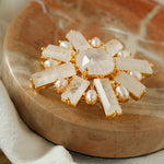 White Crystal Pearl Brooch gembea jewelry