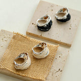 Wide Pearl Black Agate Hoop Earrings - Gembea Jewelry