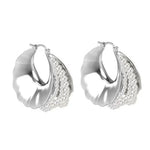 Wide Pearl Black Agate Hoop Earrings gembea jewelry