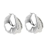 Wide Pearl Black Agate Hoop Earrings gembea jewelry