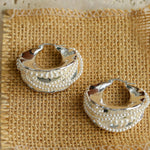 Wide Pearl Black Agate Hoop Earrings - Gembea Jewelry
