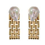 Wide Version Watch Chain Baroque Pearl Earrings gembea jewelry