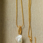 Willow Leaf Baroque Pearl Pendant Necklace gembea jewelry