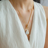 Willow Leaf Baroque Pearl Pendant Necklace gembea jewelry