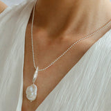 Willow Leaf Baroque Pearl Pendant Necklace gembea jewelry