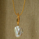 Willow Leaf Baroque Pearl Pendant Necklace gembea jewelry