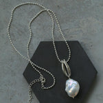 Willow Leaf Baroque Pearl Pendant Necklace - Gembea Jewelry