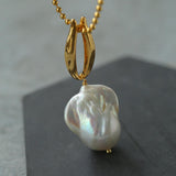 Willow Leaf Baroque Pearl Pendant Necklace - Gembea Jewelry