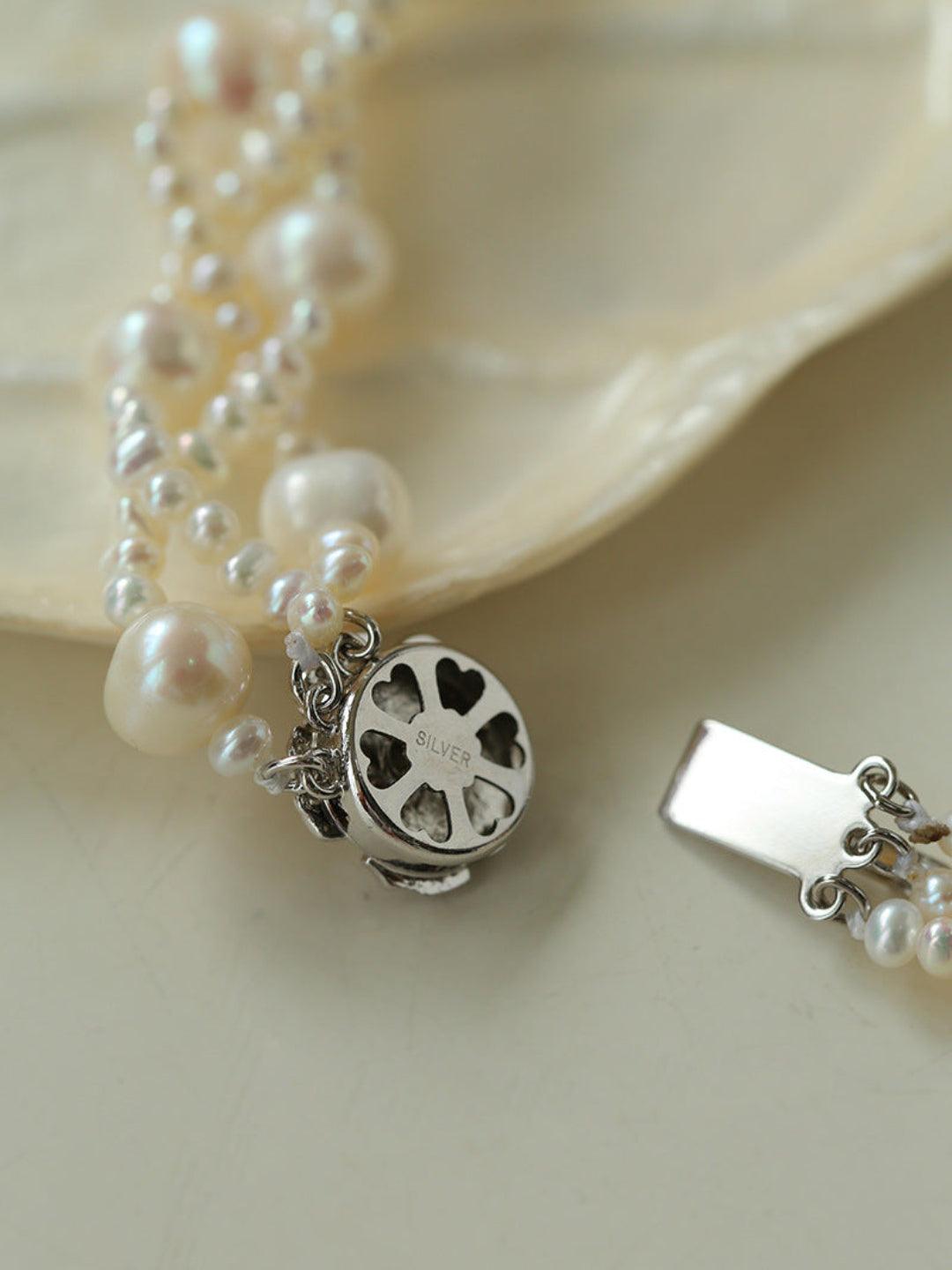 Hand Woven Winding Rice Bead Pearl Choker Necklace - Gembea Jewelry