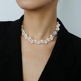 Hand Woven Winding Rice Bead Pearl Choker Necklace - Gembea Jewelry