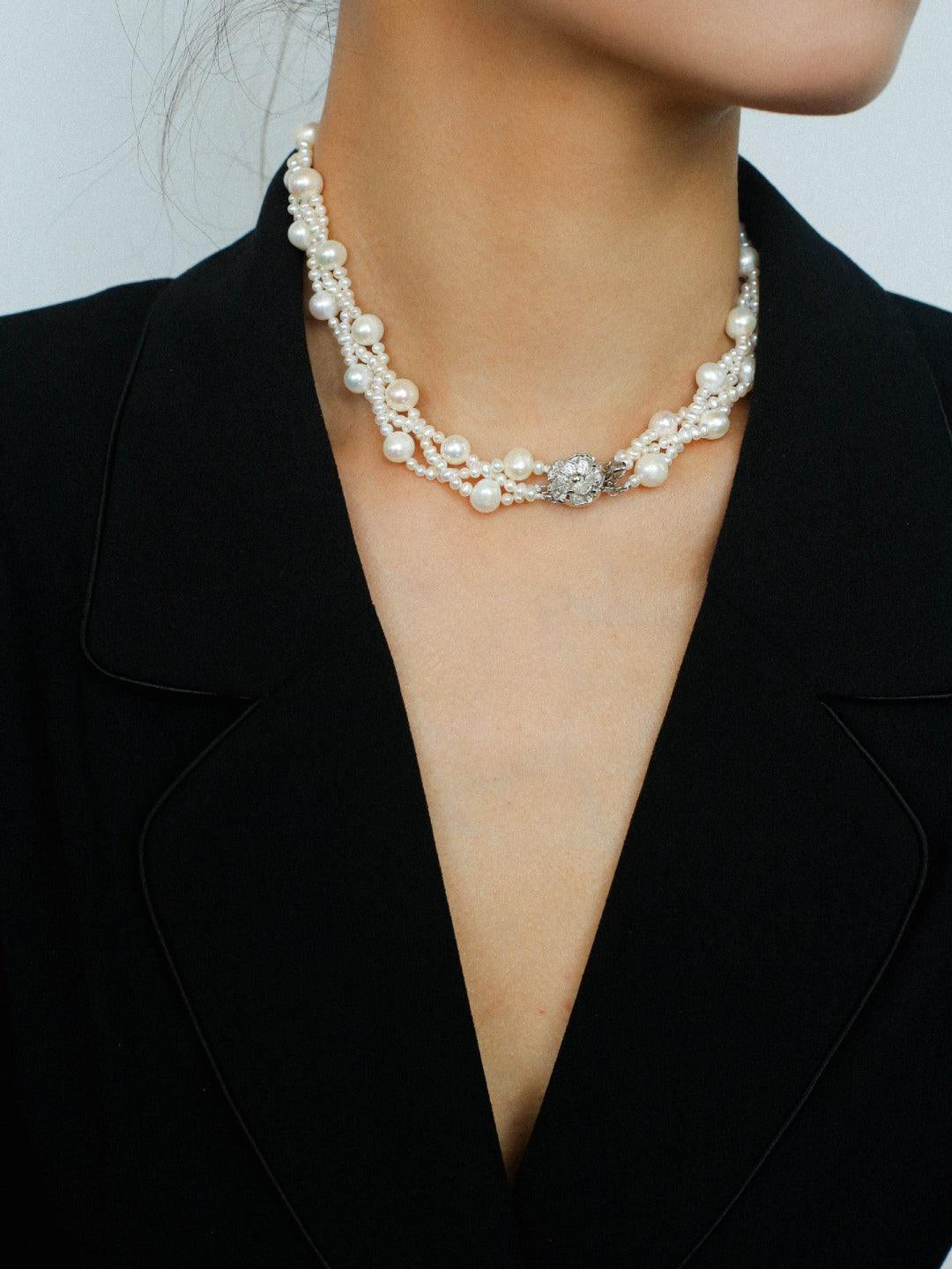 Hand Woven Winding Rice Bead Pearl Choker Necklace - Gembea Jewelry
