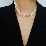 Hand Woven Winding Rice Bead Pearl Choker Necklace - Gembea Jewelry