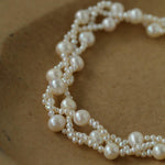 Hand Woven Winding Rice Bead Pearl Choker Necklace - Gembea Jewelry
