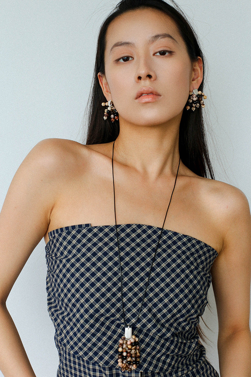 Zebra Stone Tassel Drop Earrings gembea jewelry