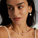 Zircon and Freshwater Pearls Pendant Earrings - Gembea Jewelry